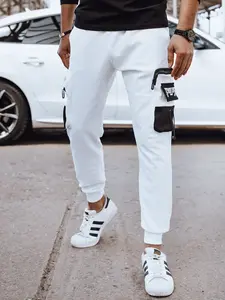 Biele pánske teplákové nohavice