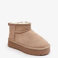 Boto Modní semišové nízké sněhule jasně béžové Nucca