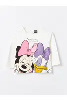 LC Waikiki Crew Neck Long Sleeved Minnie Mouse Printed Baby Girl's T-Shirt