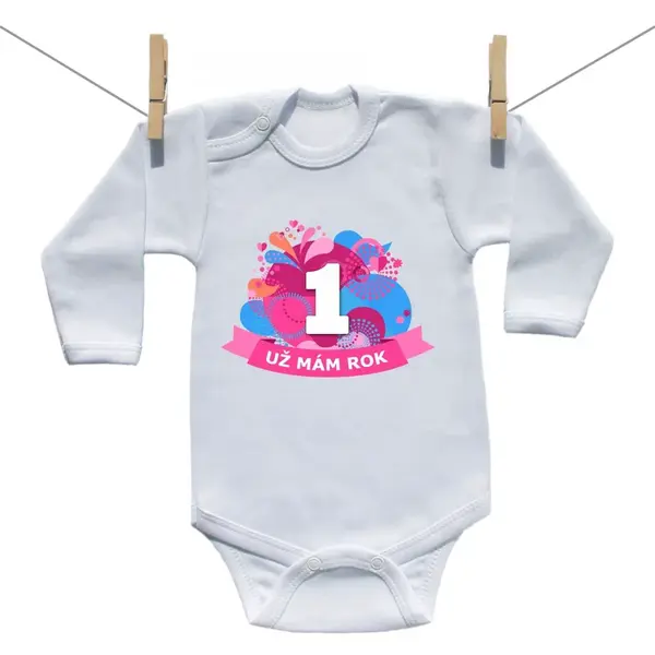 Boodyy Body s dlhým rukávom Už mám 1 rok Rúžová 68 (3-6 mesiacov)