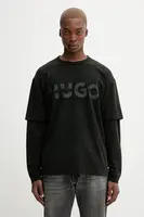 Bavlněné tričko s dlouhým rukávem Hugo Blue Nenzyon