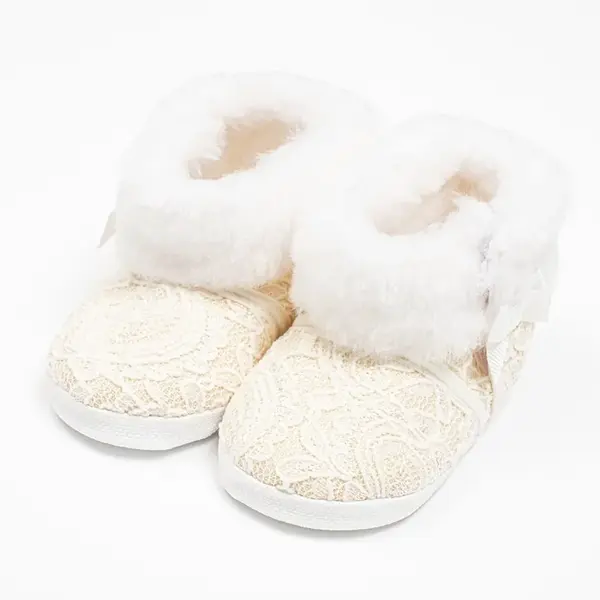 Dojčenské zimné krajkové kozačky New Baby 3-6 m béžové 3-6 m, 20C54542