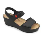 Leon 1080 Zdravotné celokožené sandále na platforme 37 - 24cm, čierna, 6,5 cm