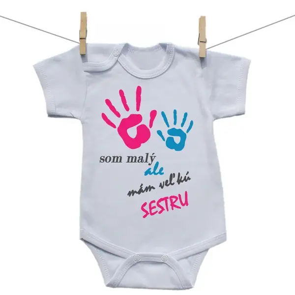 Boodyy Body s krátkym rukávom Som malý ale mám veľkú sestru 74 (6-9 mesiacov)