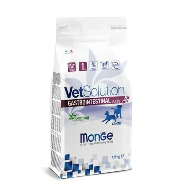 MONGE VetSolution Dog Gastrointestinal Puppy 1,5kg diétne suché krmivo pre šteňatá na zníženie akútnych porúch črevného vstrebávania