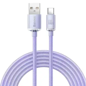 Crystal Shine USB - USB-C 100W - 2m - Fialová