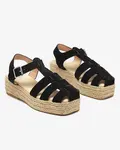 Resti Black eco-suede women's sandals on the Keniso platform - Footwear