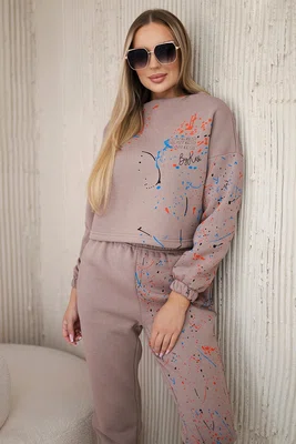 Zateplený set s barevným potiskem cappuccina