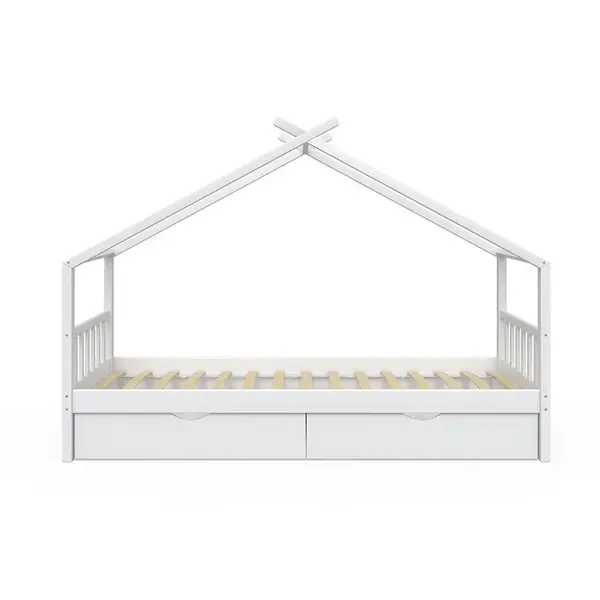 VitaliSpa DOMEČKOVÁ POSTEL Design Bílá 90x200 cm se 2 zásuvkami