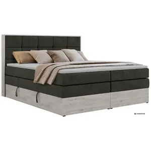 MKS POSTEL BOXSPRING ALNOR KING 200/200 - Tmavě šedá Samet - Topper Visco - H4