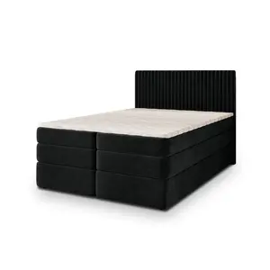 MASSENO POSTEL BOXSPRING FELBIO 160x200 cm, s matrací a úložným prostorem, černá