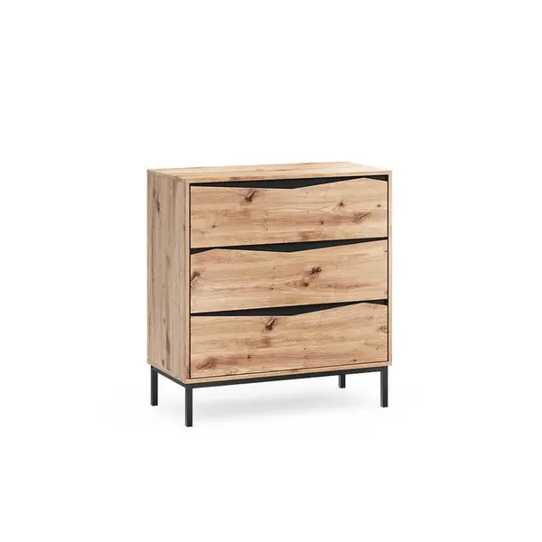 Vicco KREDENC Elvano, Dub/Černá, 79.2 x 85 cm se 3 zásuvkami