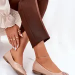 Lakované Elegantní Dámské Baletky S Ozdobným Detalem Béžové Vinceza 17377