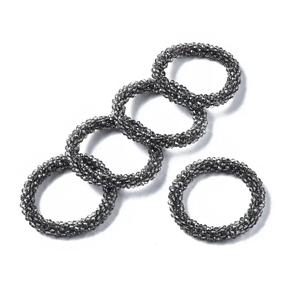 Faceted Transparent Glass Beads Stretch Bracelets