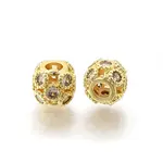 Brass Micro Pave Clear Cubic Zirconia Spacer Beads