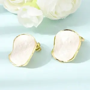 Brass Enamel Nuggets Stud Earrings