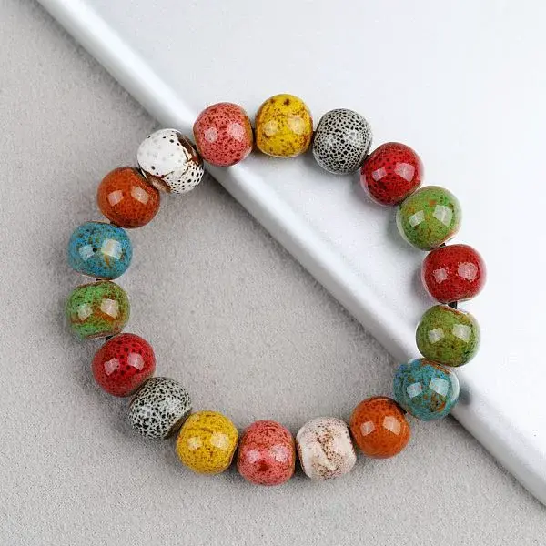 Handmade Porcelain Beaded Stretch Bracelets for Women