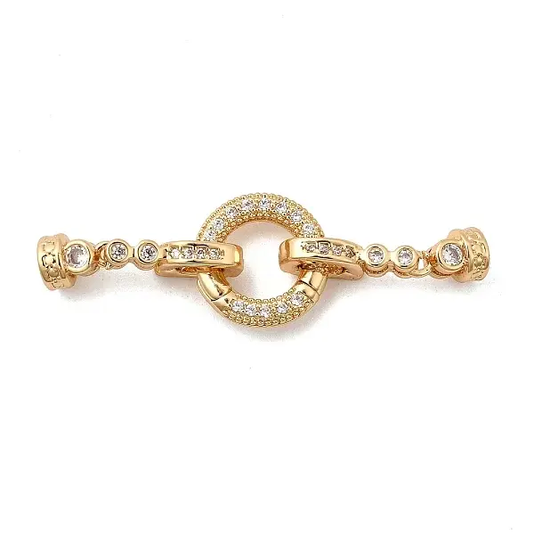 Brass Micro Pave Clear Cubic Zirconia Fold Over Clasps