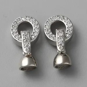 Brass Micro Pave Clear Cubic Zirconia Fold Over Clasps
