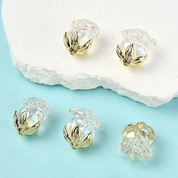 5Pcs UV Plating Transparent Acrylic Beads