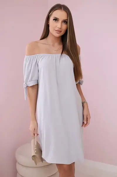 Šaty se zavazováním na rukávech šedé