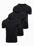 Ombre Set of BASIC men's cotton shirts with round neckline - 3x black