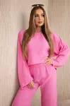 Kesi Mušelínový komplet halenka + kalhoty světle růžová