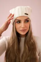 marka niezdefiniowana Milano fleecová čepice K203 dark beige melange+ecru