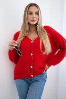 Kesi Włoski Svetr na knoflíky červený