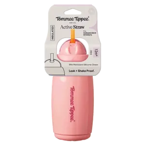 Tommee Tippee Active hrnček so slamkou, 266 ml, 12m+, ružový