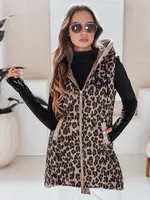 Dámska leopardia vesta s kapucňou