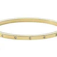 Fossil Pevný pozlacený náramek se zirkony Shine Bright JF03872710
