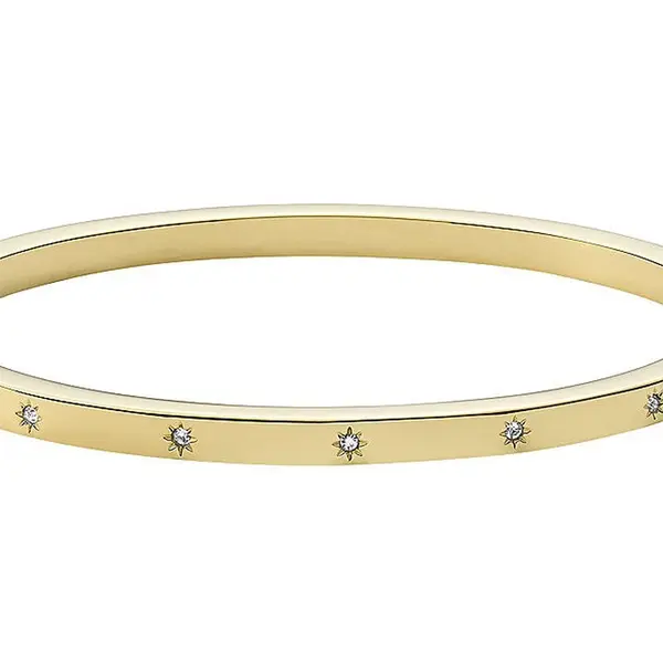Fossil Pevný pozlacený náramek se zirkony Shine Bright JF03872710
