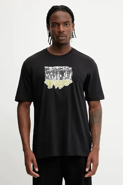 Bavlněné tričko adidas Originals Q12 TS Crowd pánské, černá barva, s potiskem, JP4496