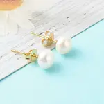 Natural Pearl Rondelle Stud Earrings