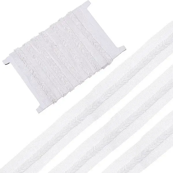 Mesh Fabric with Plastic Wheat Beads Ribbon