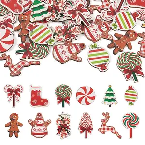 36Pcs 12 Styles Single Face Printed Wood Big Pendants