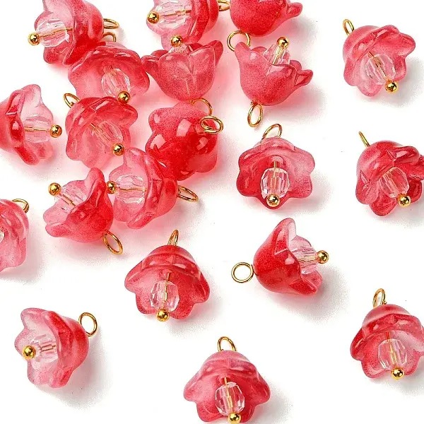 20Pcs Glass & Acrylic Flower Pendants