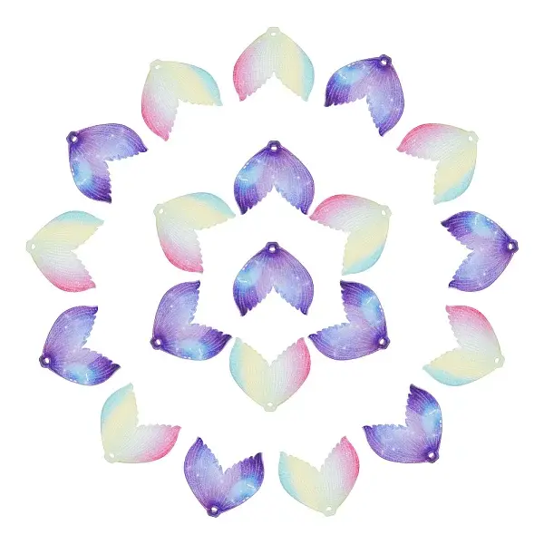 20Pcs 2 Colors Gradient Color Transparent Resin Pendants