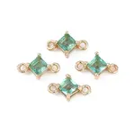 Brass Pave Glass Rhombus Links Connector Charms