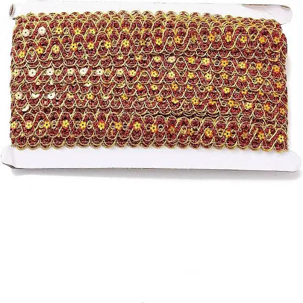 12M Flower Filigree Wavy Lace Ribbon with Paillette