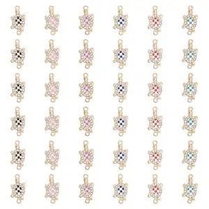 36Pcs 6 Colors Alloy Enamel Connector Charms