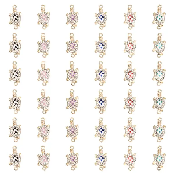 36Pcs 6 Colors Alloy Enamel Connector Charms