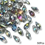 50Pcs Electroplate Glass Faceted Teardrop Beads