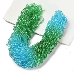 Transparent Painted Glass Beads Strands