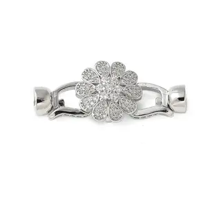 Brass Micro Pave Clear Cubic Zirconia Fold Over Clasps