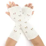 Warm Knitted Acrylic Fiber Heart Half Sleeve Gloves