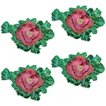 4Pcs Flower Paillette Cloth Sew on Appliques