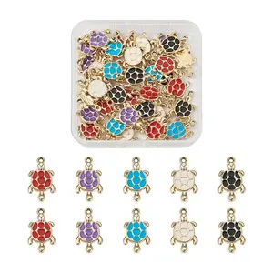 40Pcs 5 Colors Zinc Alloy Enamel Connector Charms