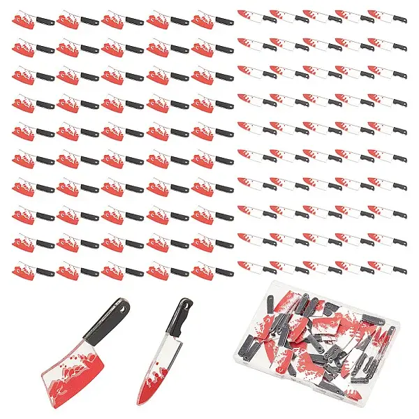 50Pcs 2 Styles Halloween Theme Plastic Pendants